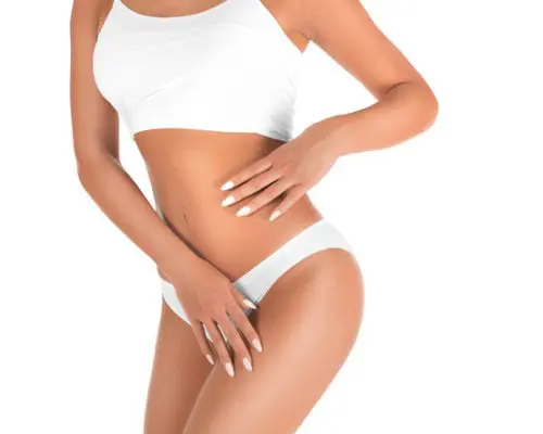 Closeup shot of female body. Liposuction and healthy lifestyle, weight loss concept.